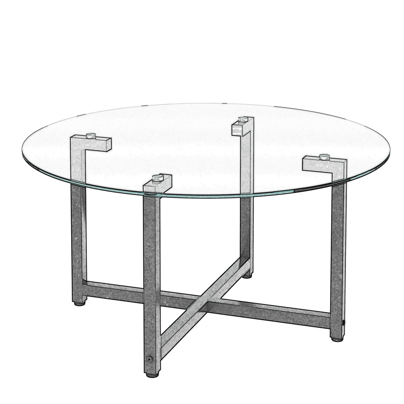 Jws-W241 Round Glass Coffee Table, Clear Coffee Table, Modern Side Center Tables For Living Room