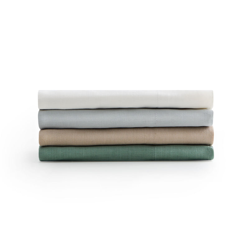 Linen-Weave Cotton California King Sheet Set - White