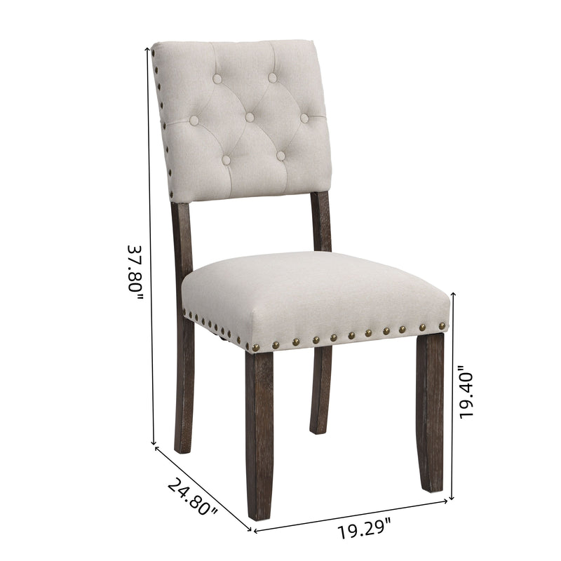 Modern Tufted Back Upholstered Nailhead Trim Dining Chairs (Set of 2) - Beige