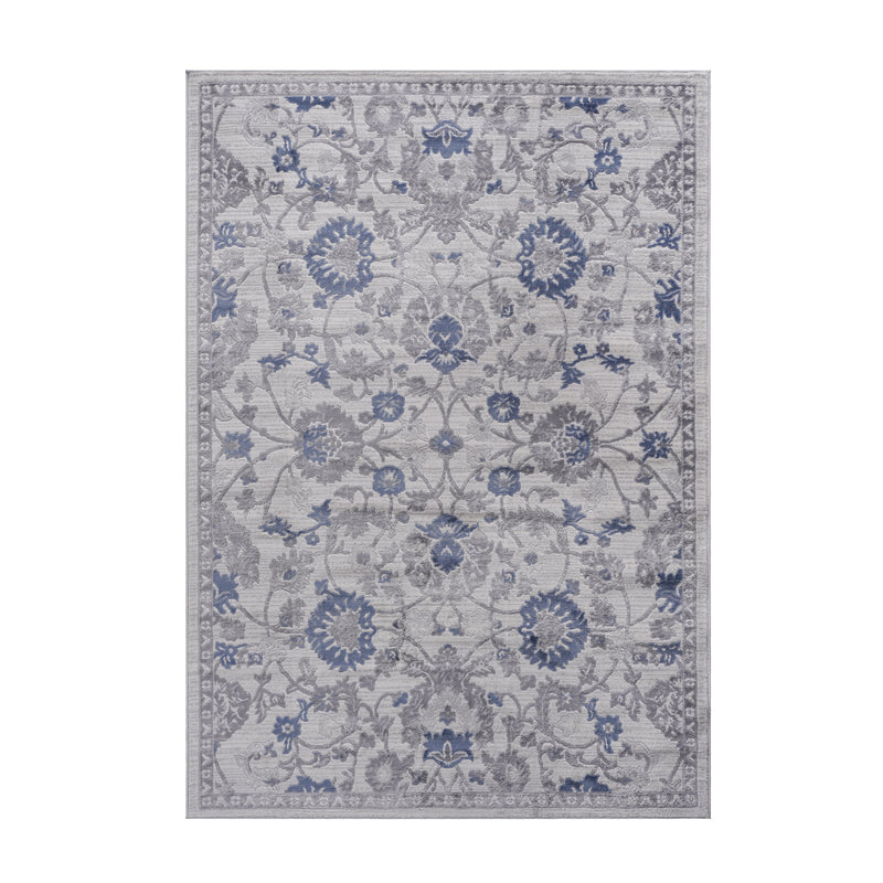 6' x 9' Oriental Non-Shedding Living Room Bedroom Dining Home Office Stylish And Stain Resistant Area Rug - Blue / Silver