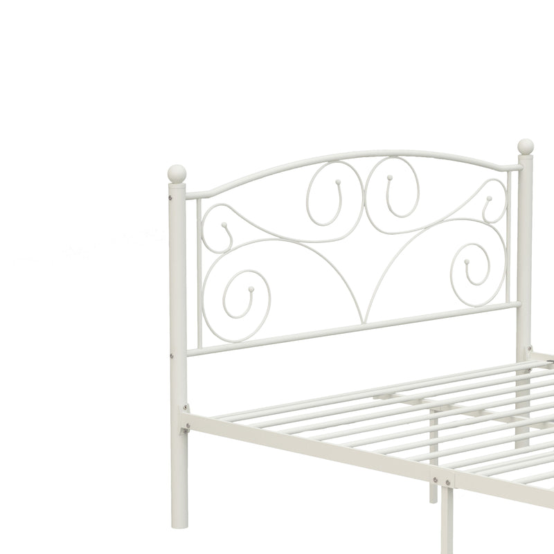 Full With Metal Frame Bed - White