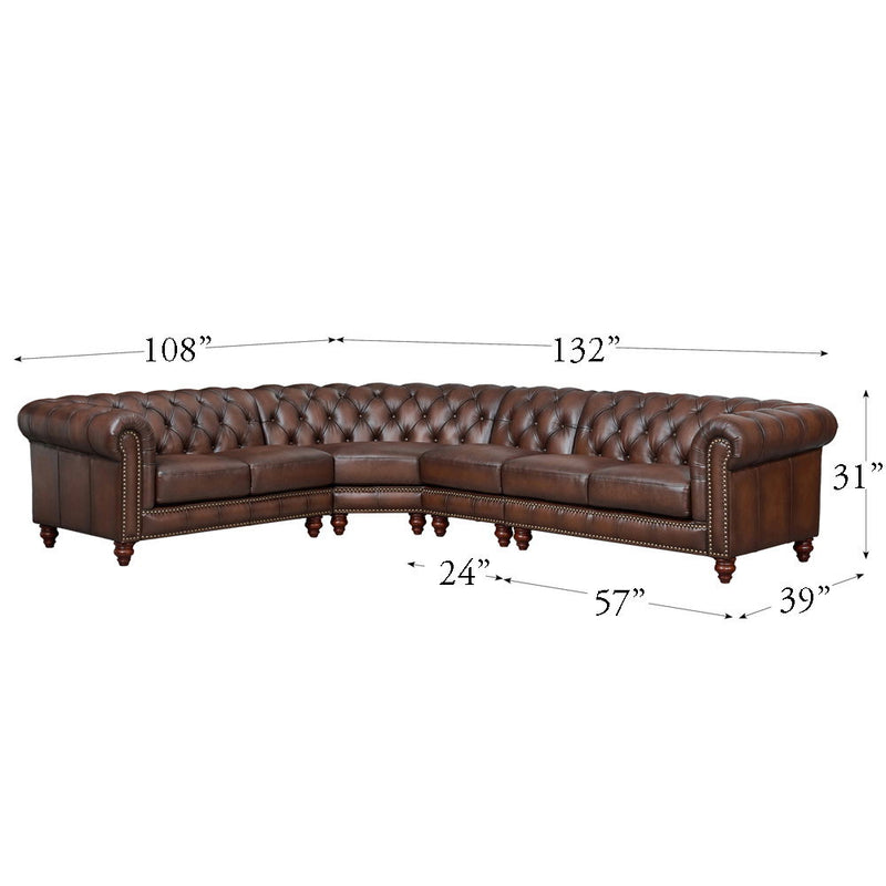 Alton Bay - Leather L-Shaped Convertible Sectional - Brown