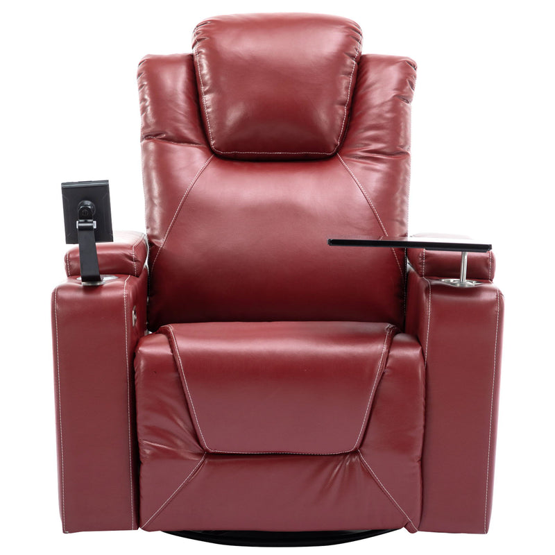 270° Swivel Power Recliner Individual Seat Home Theater Recliner With Surround Sound, Cup Holder, Removable Tray Table, Hidden Arm Storage For Living Room