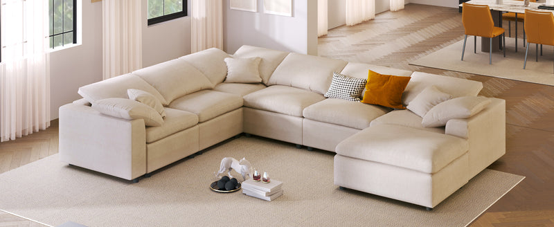 U_Style Oversized Modular Sectional Sofa with Ottoman L Shaped Corner Sectional for Living Room, Office, Spacious Space