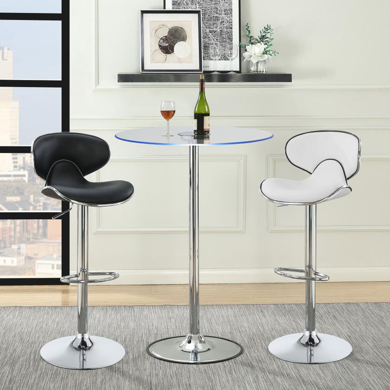 Thea - Round Glass Top LED Bistro Bar Table - Chrome