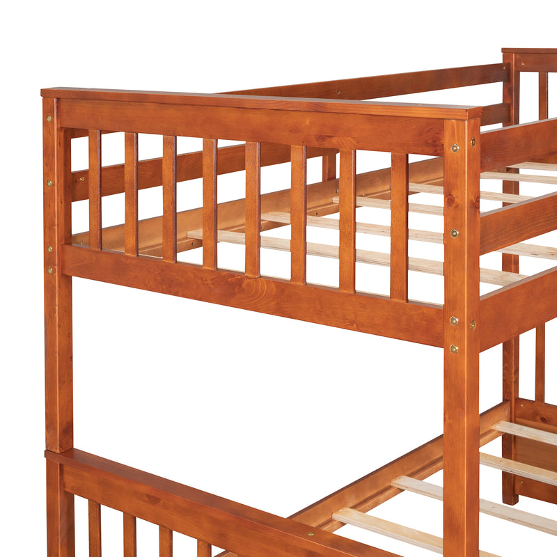 Twin-Over-Full Bunk Bed with Ladders and Two Storage Drawers (Walnut) { old sku:LT000165AAD}