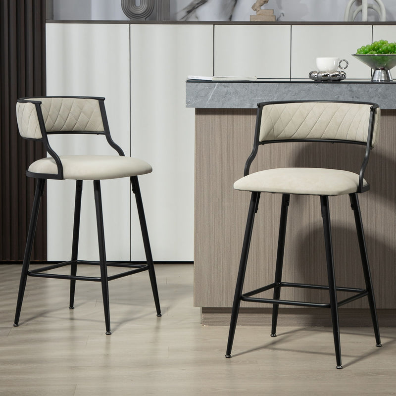 26'' Counter Height Bar Stools PU Cover (Set of 2)