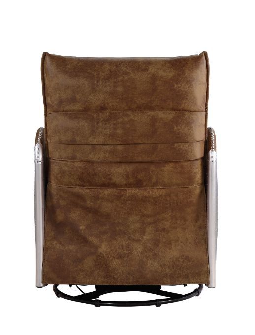 Qalurne - Recliner - 2-Tone Mocha Top Grain Leather & Aluminum