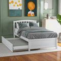 Twin Size Platform Bed Wood Bed Frame With Trundle