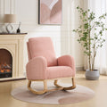 Rocking Chair For Nursery, Sherpa Glider Chair With High Back And Side Pocket, Rocking Accent Armchair With Rubber Wood Legs For Living Room / Bedroom