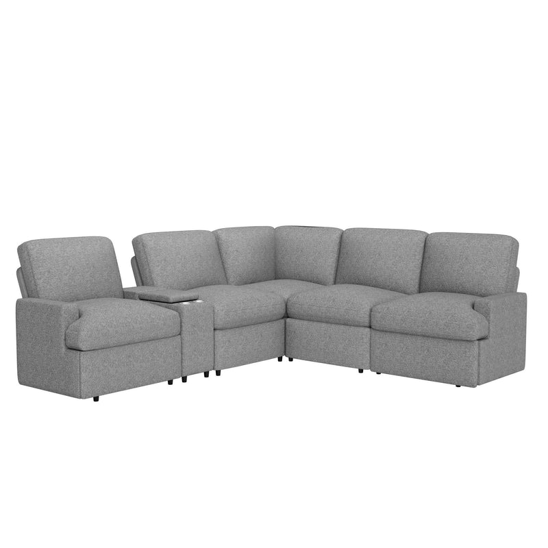 Power Recliner Corner Sofa Home Theater Reclining Sofa Sectional Couches With Storage Box, Cup Holders, USB Ports And Power Socket For Living Room