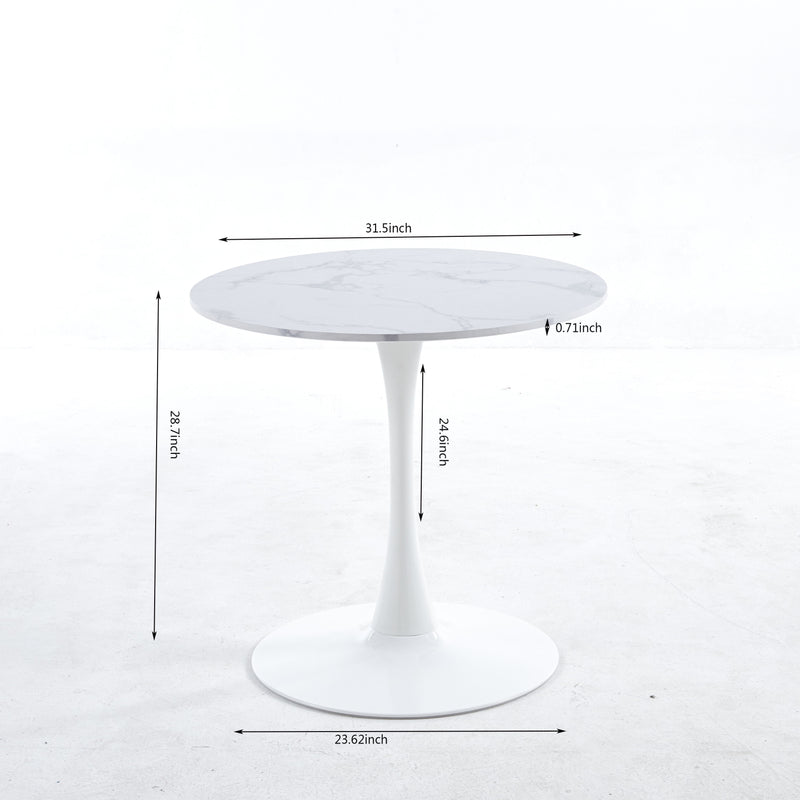 Tulip Special Dining Table, Marble Color Top - White