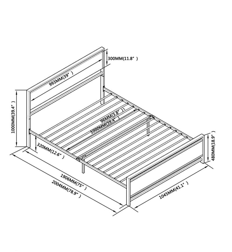 Twin Size Metal Bed Sturdy System Metal Bed Frame, Modern Style And Comfort - Black