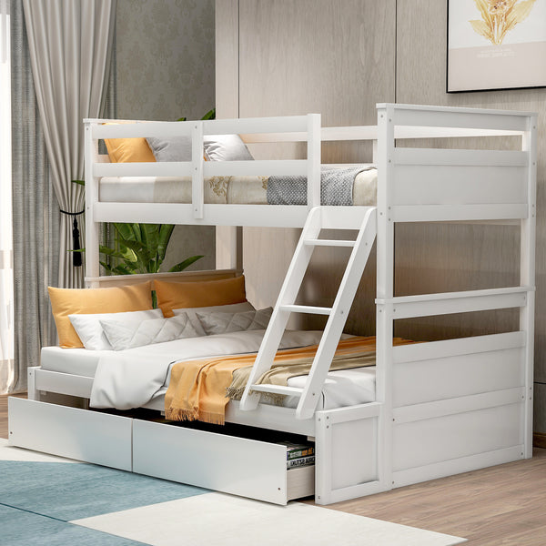 Twin over Full Bunk Bed with Storage - White(OLD SKU :LP000022AAK)