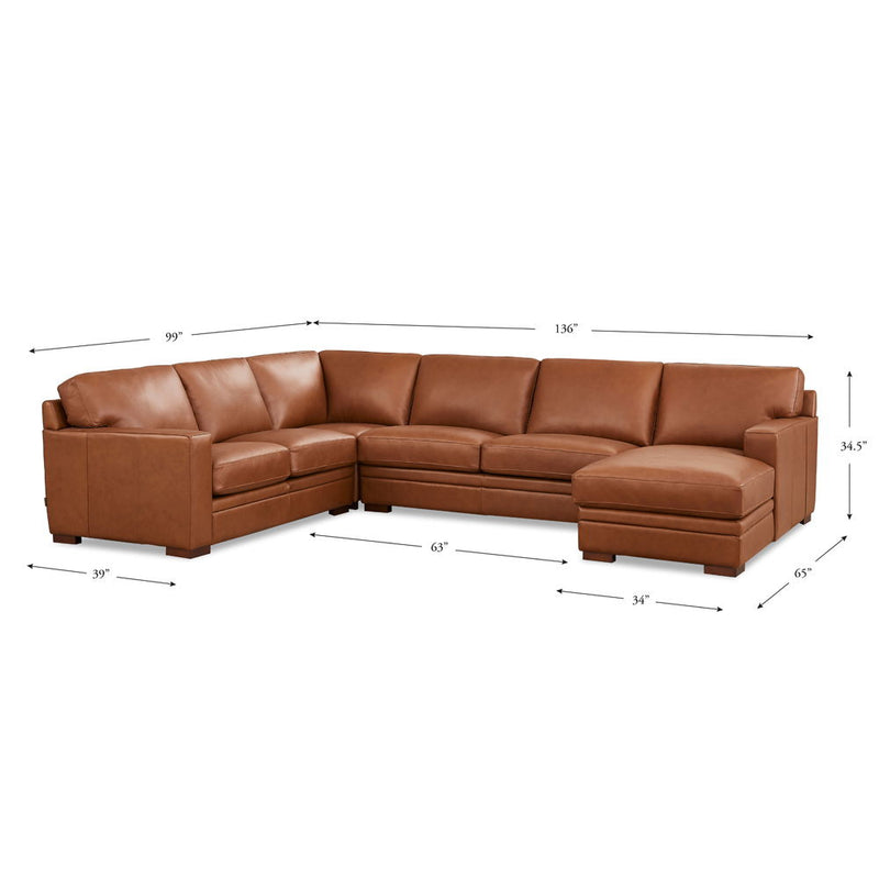 Dillon - Leather Right Chaise Sectional