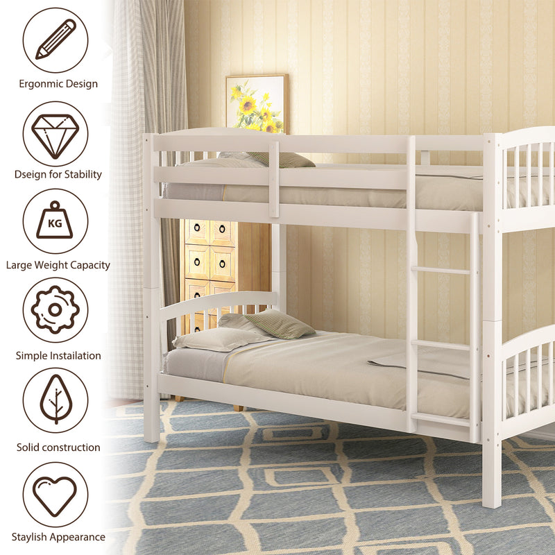 Twin Over Twin Bunk Bed with Ladder,White ( OLD SKU: LP000066AAK)