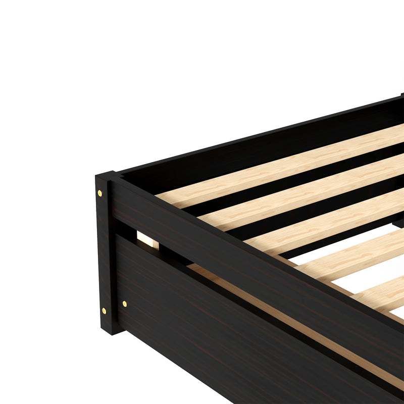 Twin Bed with 2 Drawers, Solid Wood, No Box Spring Needed ,Espresso(New SKU:W504P149043)