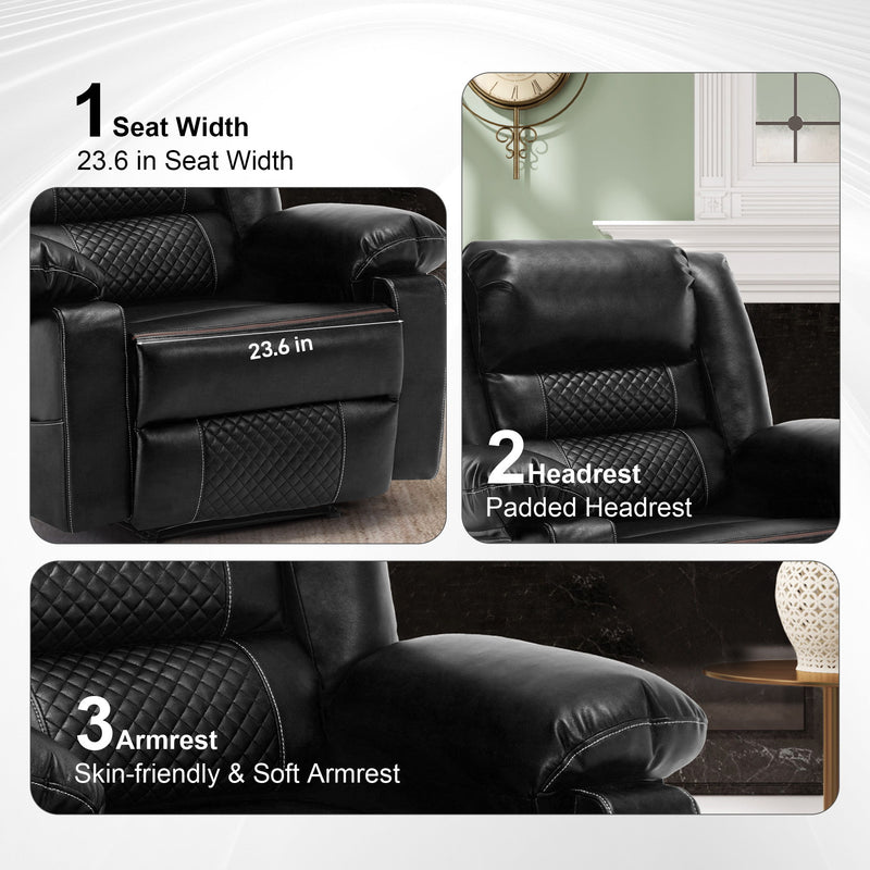 Breathable Leather Massage Recliner Chair Manual Living Room Reclining Sofa