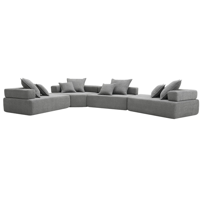 Oversized Modular Sectional Sofa, Luxury Boucle Floor Couch Set, Convertible Sleeper Couch, Spacious Foam-Filled Sofa Bed For Living Room