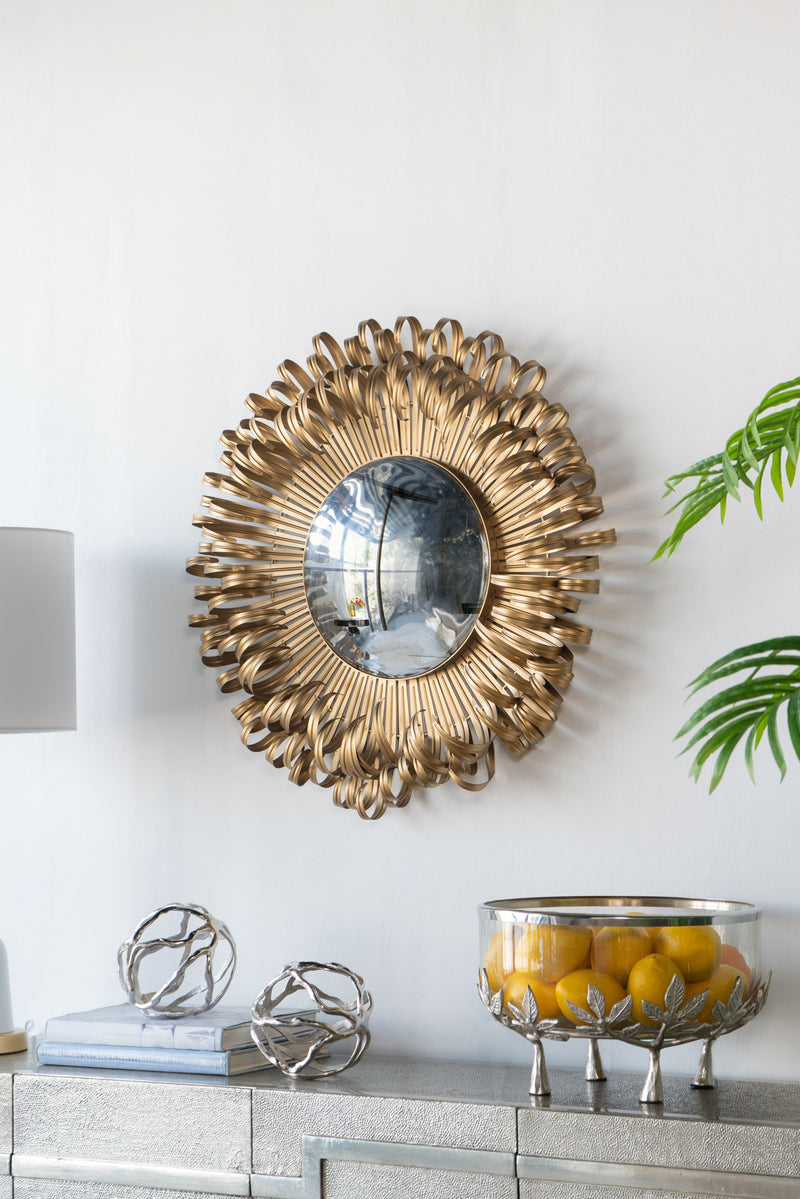 Sunburst Design Wall Mirror Decorative For Entryway, Modern Living Room - Golden