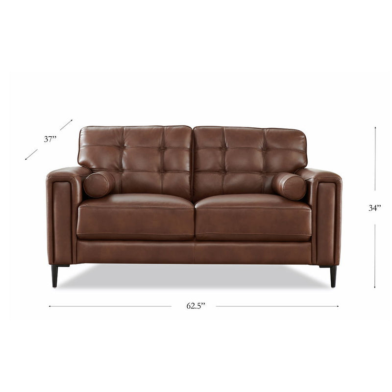 Colton Leather Loveseat - Pecan