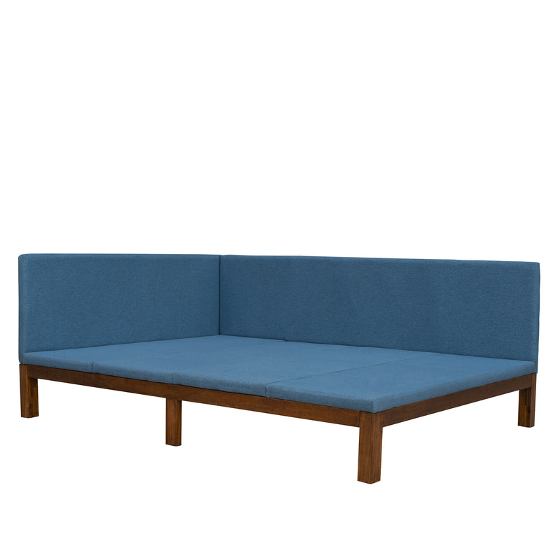 Upholstered Daybed/Sofa Bed Frame Full Size Linen-Blue