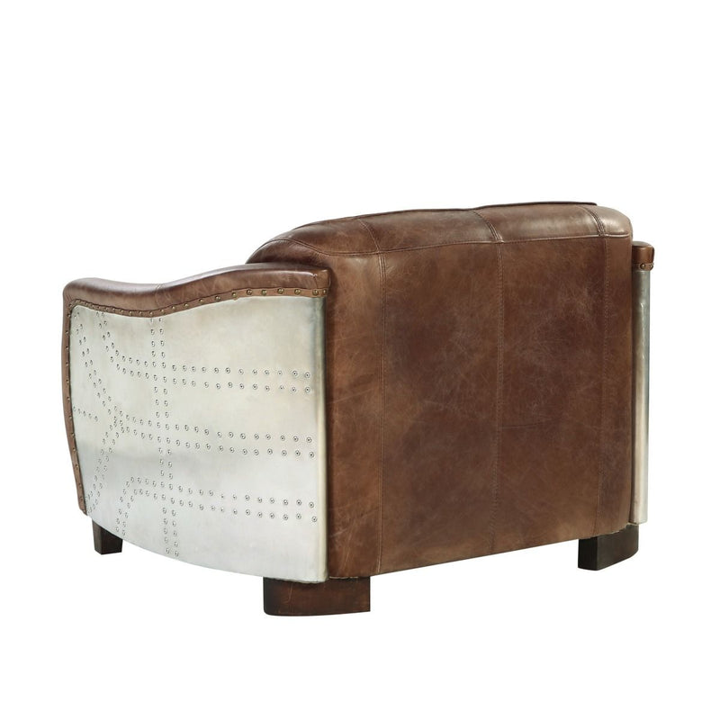 Brancaster - Loveseat - Retro Brown Top Grain Leather & Aluminum