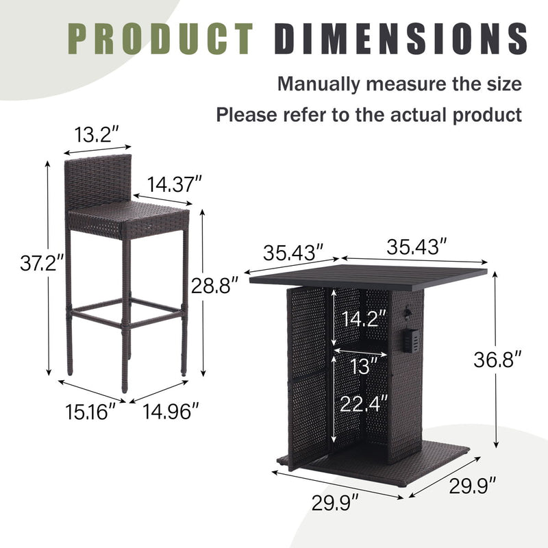 5 Piece Outdoor Conversation Bar Set, All Weather Patio Furniture With Metal Tabletop And Stools