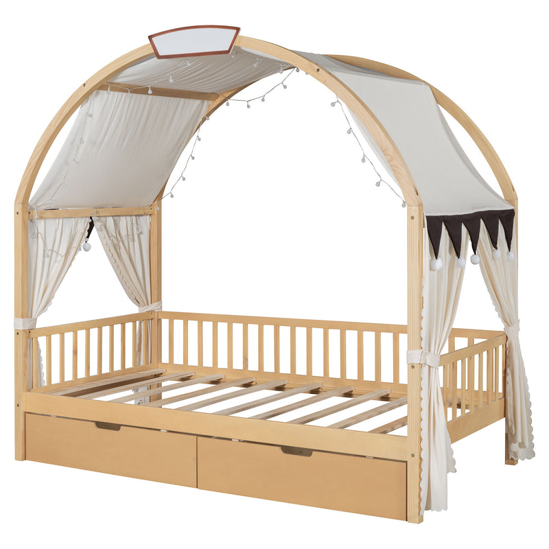 Bed With Arched Roof And 2 Drawers