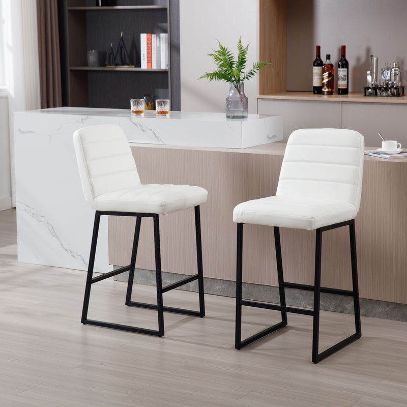 Low Bar Stools (Set of 2) Bar Chairs For Living Room Party Room Kitchen, Upholstered Kitchen Breakfast Bar Stools With Footrest