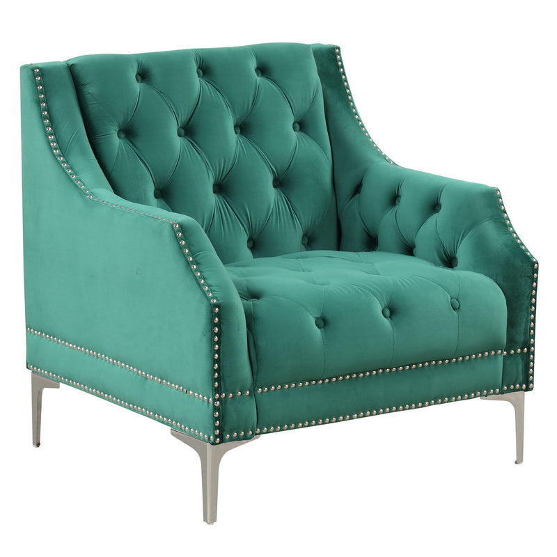 Modern Sofa Dutch Plush Upholstered Sofa With Metal Legs, Button Tufted Back - Green