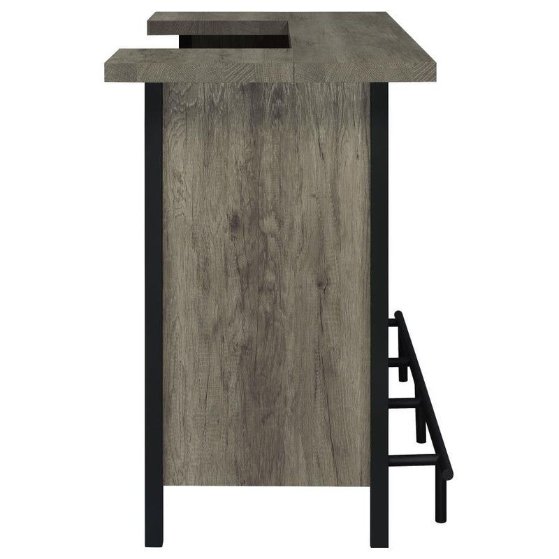 Bellemore - Bar Unit With Footrest - Gray Driftwood And Black