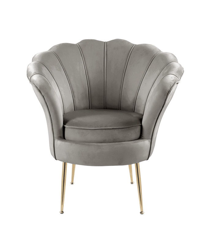 Angelina - Velvet Scalloped Back Barrel Accent Chair With Metal Legs