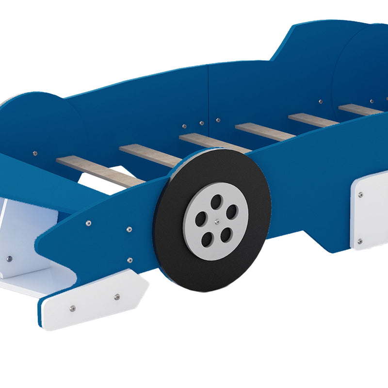 Twin Size Race Car-Shaped Platform Bed With Wheels