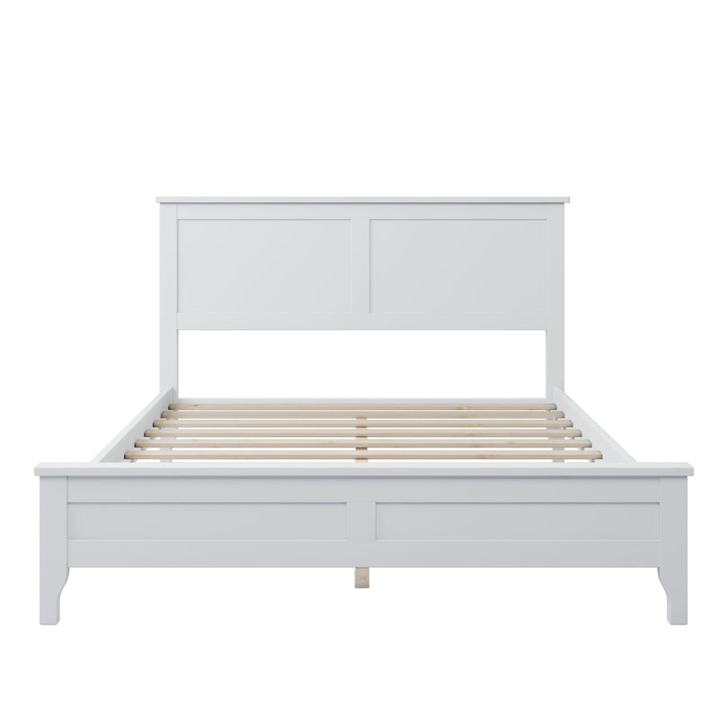 Full Modern Solid Wood Platform Bed - White