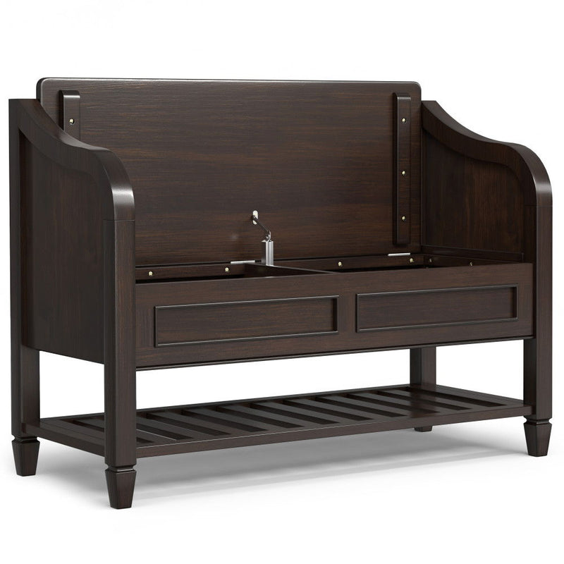 Connaught - Entryway Storage Bench With Shelf - Chestnut