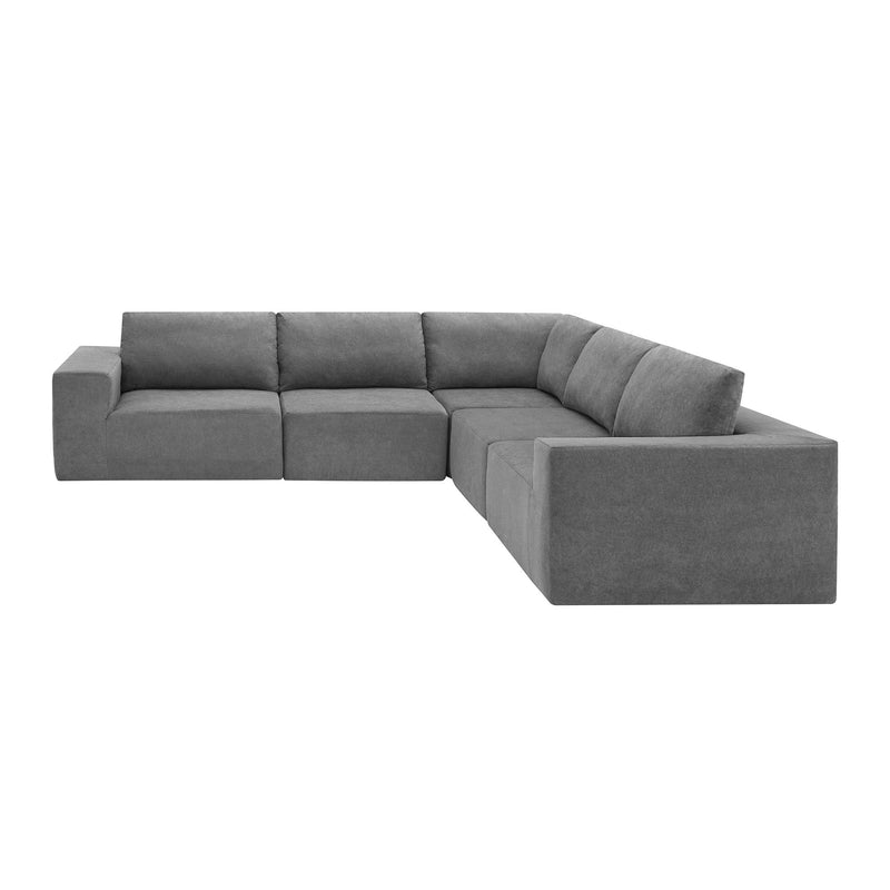 Modular L Shaped Sectional Sofa, Luxury Floor Couch Set, Upholstered Indoor Furniture, Foam - Filled Sleeper Sofa Bed For Living Room, Bedroom, 5 Pieces Free Combination - Gray