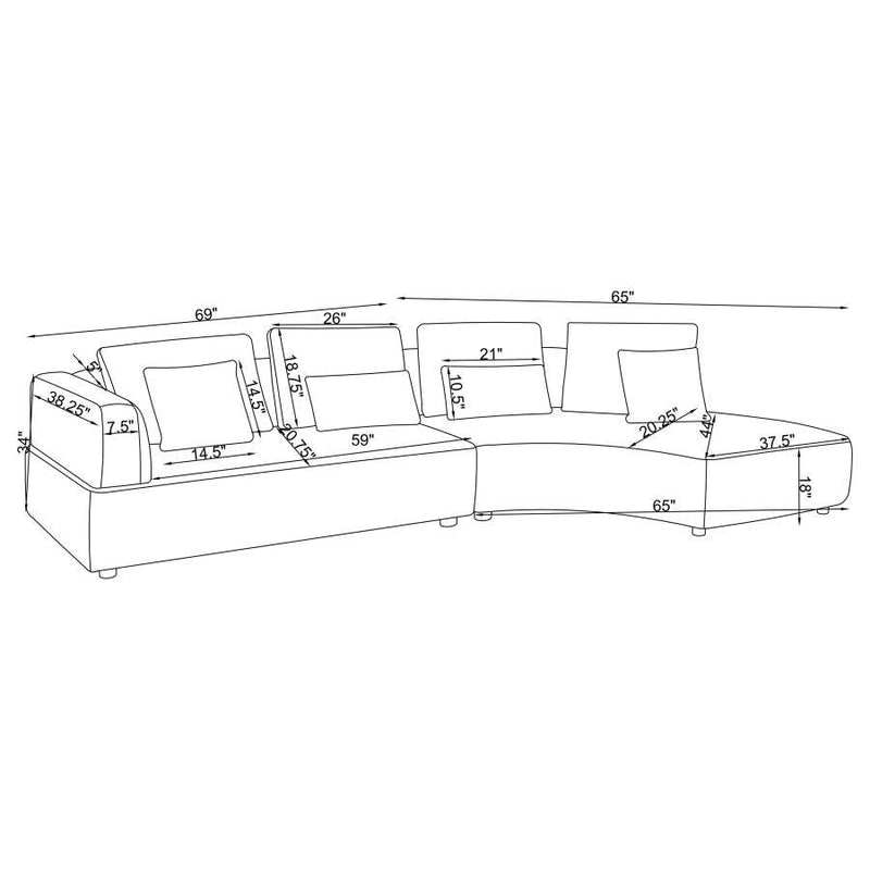 Toscano - Upholstered Sectional Sofa - Gray