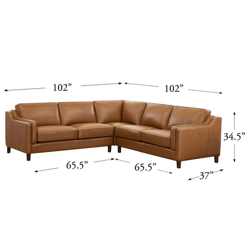 Bella - Leather Symmetrical Sectional - Brown