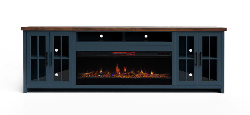 Nantucket - 97" Fireplace TV Stand - Blue Denim / Whiskey