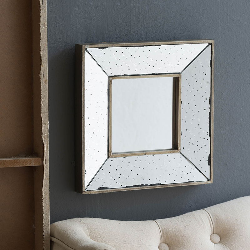 Distressed Silver Square Accent Mirror, Wall Mirror For Living Room - Silver