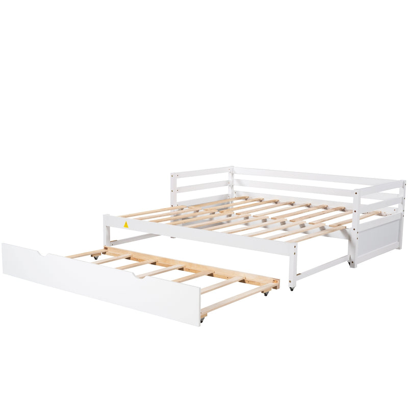 Twin or Double Twin Daybed with Trundle,White