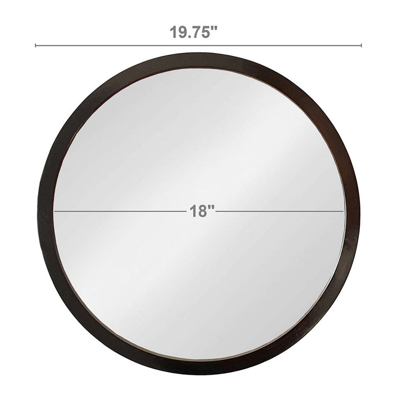 Circle Wall Mirror With Wooden Frame And Walnut Finish, Wall Mirror For Living Room Dining Room