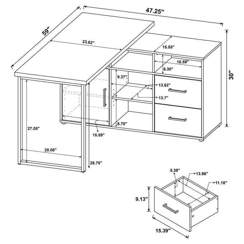 Hertford - L-Shape Office Desk with Storage