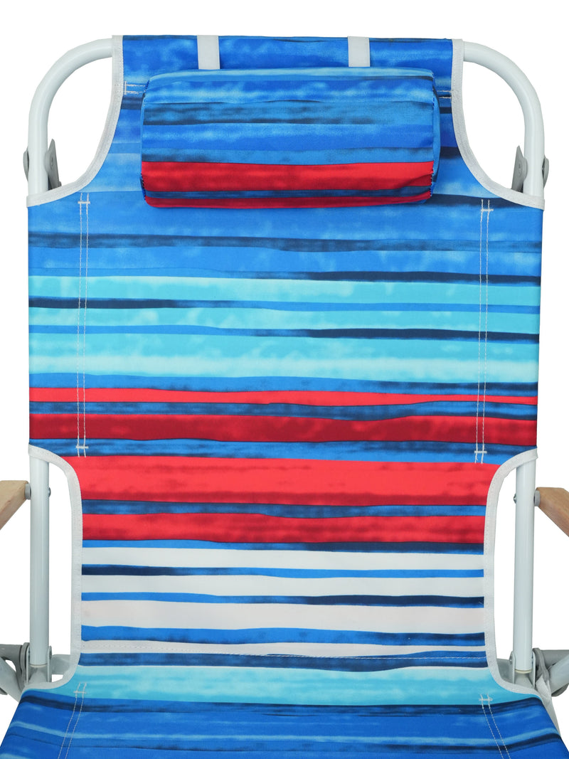 Backpack Beach Chair For Adults, Beach Towel, 5 Position Chair With Pouch Folding Lightweight Positions Back Pack, 1 Piece - Blue / Red