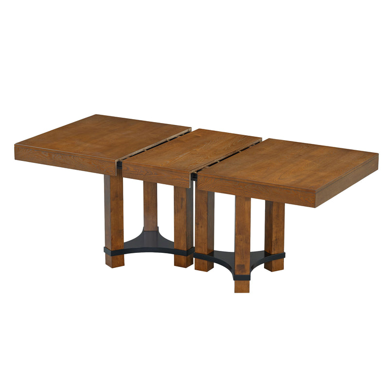 Topmax - 7 Piece Rustic Extendable Dining Table Set With Removable Leaf, 2 Arm Chairs And 4 Armless Chairs