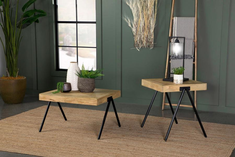 Avery - Square End Table With Metal Legs - Natural And Black