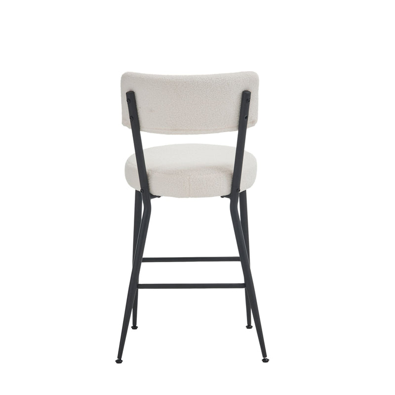 Modern Teddy Fabric Upholstered Bar Stools - Black Legs