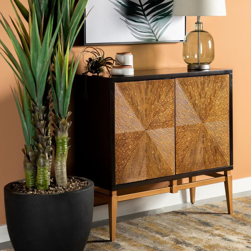 Zira - Wood Parquet Storage Accent Cabinet