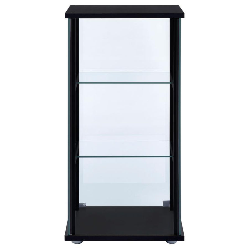 Cyclamen - 3-Shelf Glass Curio Cabinet - Black And Clear